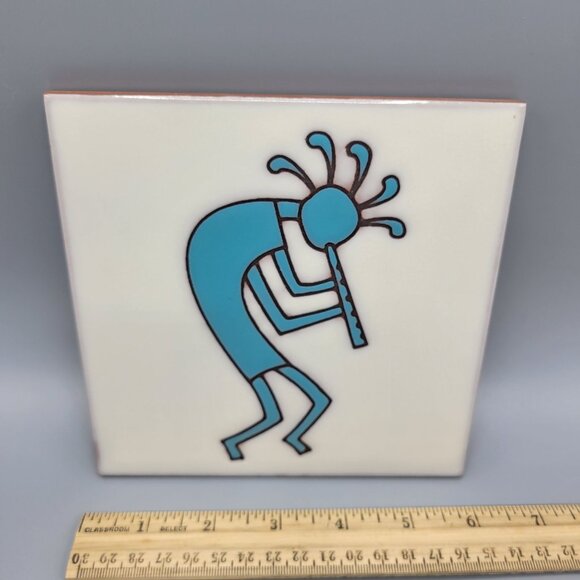 Vintage Kokopelli Ceramic Tile Trivet Wall Hanging Flute Dancer Handcrafted USA - Picture 8 of 8